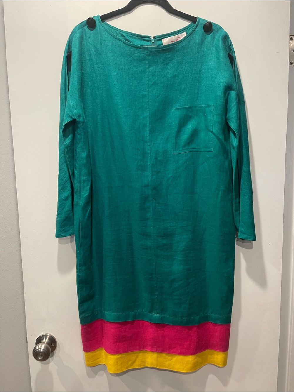 Vintage Miss O by Oscar de la Renta 100% Linen Colorblock Dress – Size 10